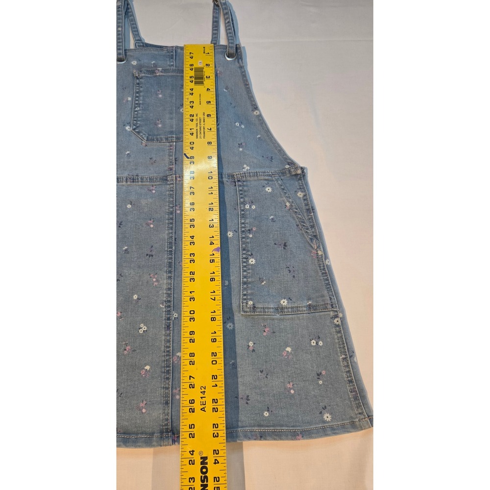 Cat & Jack Girls Floral Denim Overall Dress Light Wash Blue Size L 10/12 - Picture 2 of 6